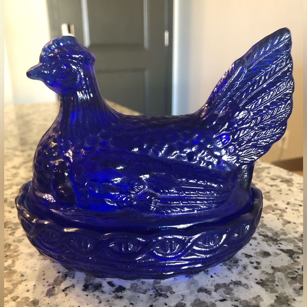 Cobalt Blue Hen Candy Dish